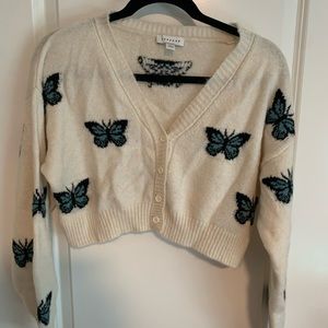 Topshop butterfly crop cardigan sweater
